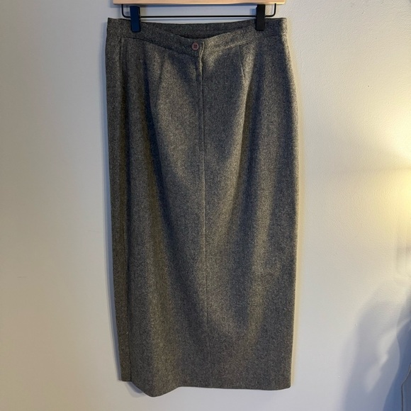 Vintage Isaac Hazan Classic 100% Wool Lined Skirt Midi Length Gray Size 12 - Picture 2 of 6